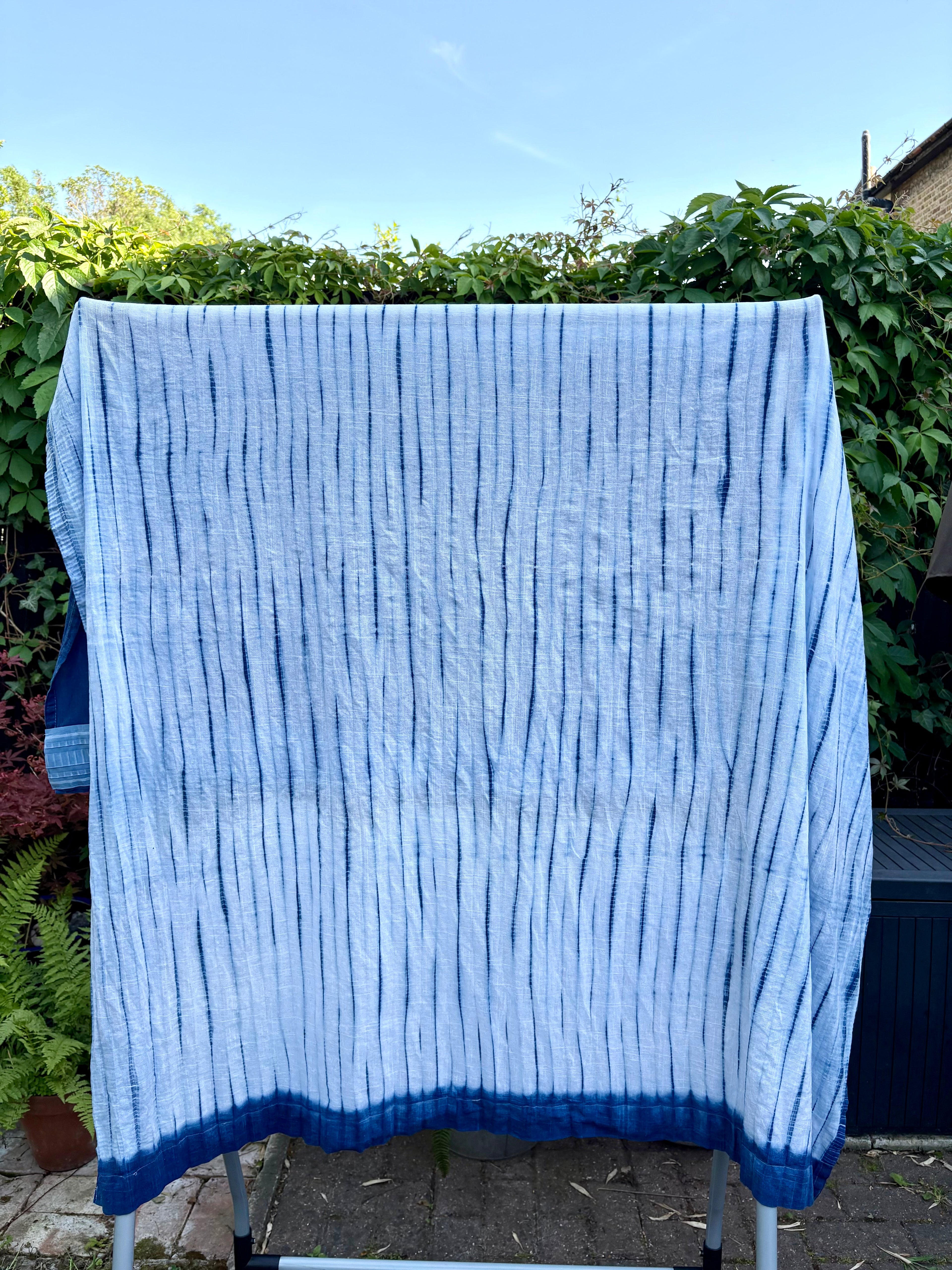 Bespoke Indigo Dyed Curtains Featuring Traditional Japanese Shibori