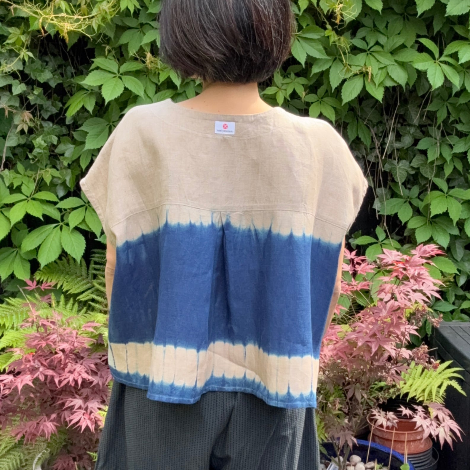 Irish linen pullover shibori dyed with organic indigo image 8