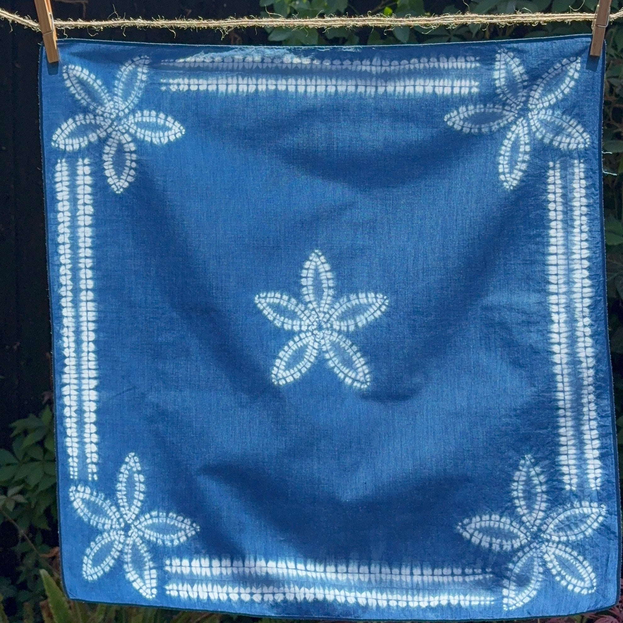 Lawn Cotton Bandana hand shibori dyed with natural organic indigo