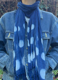 Gauze cotton scarf hand shibori dyed with natural indigo  image 7