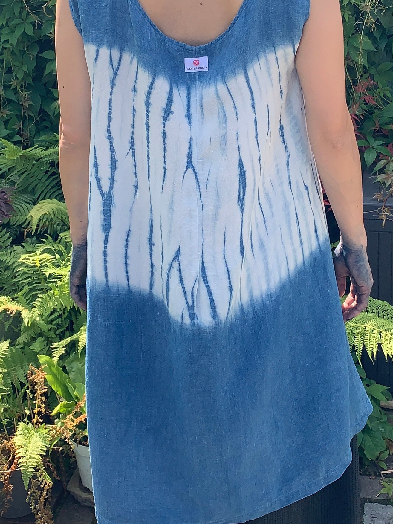 Antique French Tunic hand Shibori dyed with indigo image 2