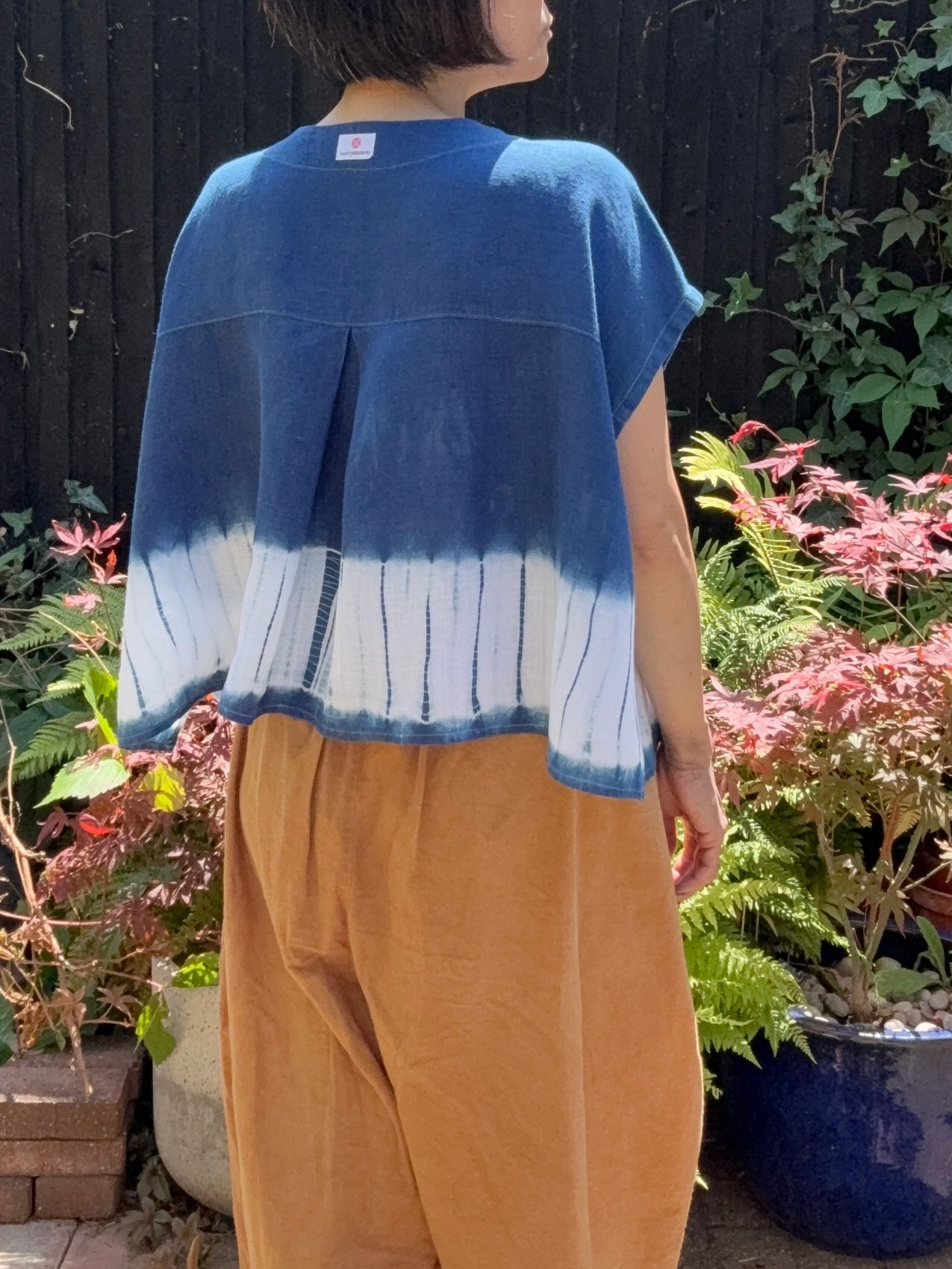 Irish linen pullover shibori dyed with indigo image 2