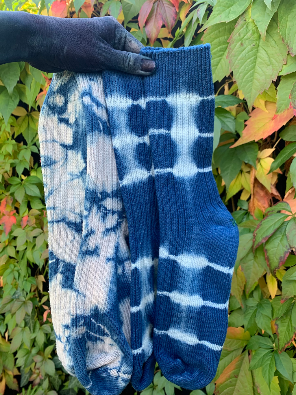 Cotton socks shibori dyed with organic indigo fructose vat 3 sizes  image 0