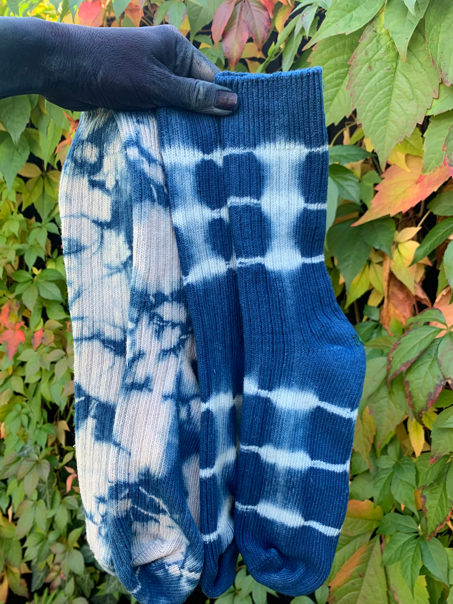 Cotton socks shibori dyed with organic indigo fructose vat 3 sizes  image 0
