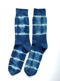 Cotton mix Linen crew socks UK9-11 hand dyed with indigo organic vat image 0