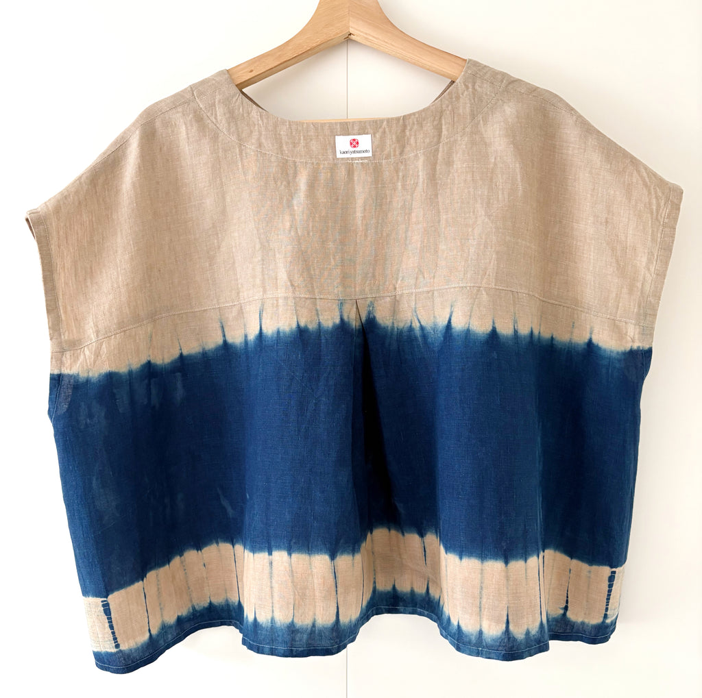 Irish linen pullover shibori dyed with organic indigo image 5