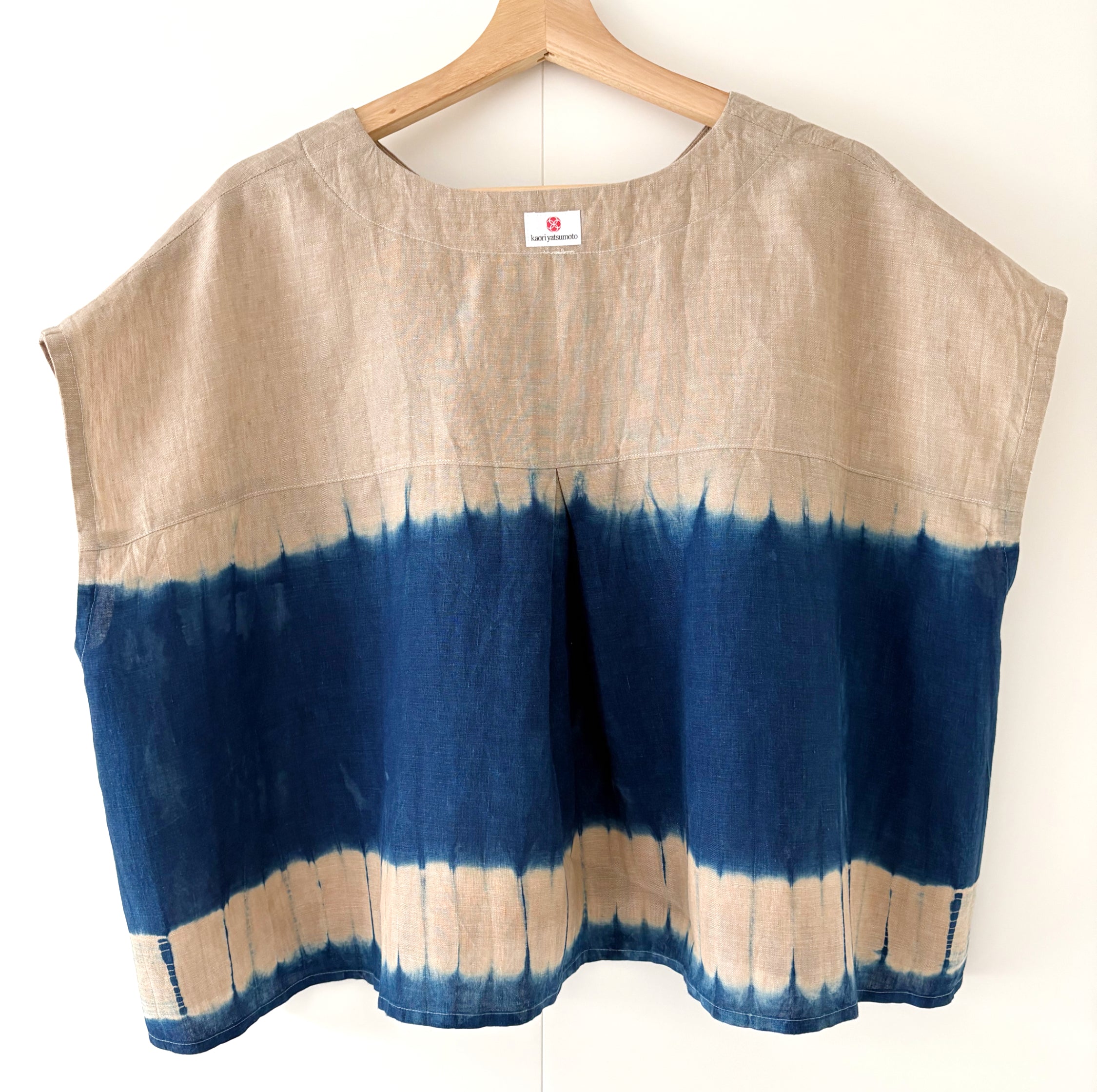 Irish linen pullover shibori dyed with organic indigo image 5