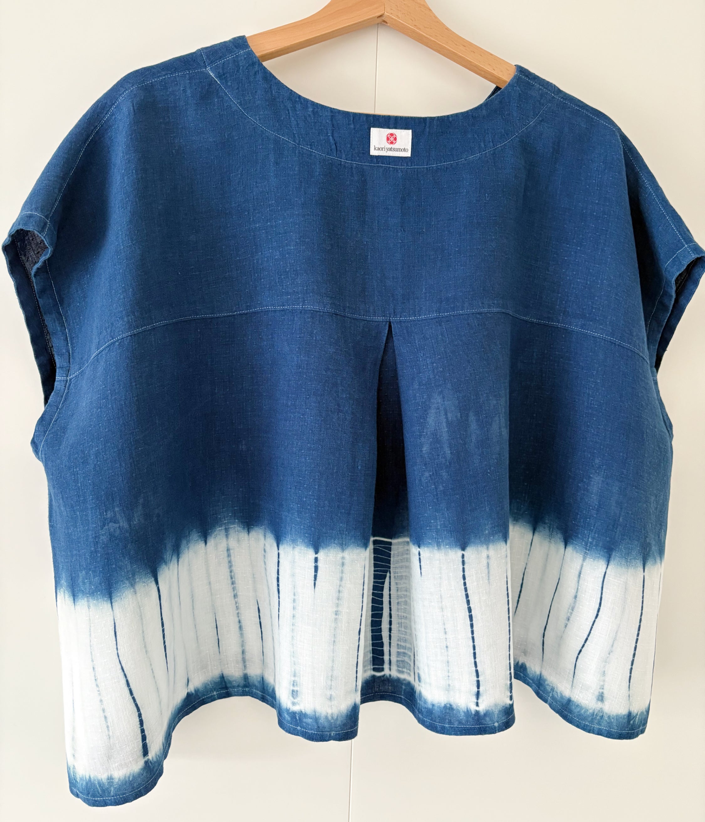 Irish linen pullover shibori dyed with indigo image 4