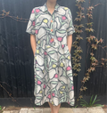 Upcycled Meisen Silk Kimono tulip motif dress with pocket image 0
