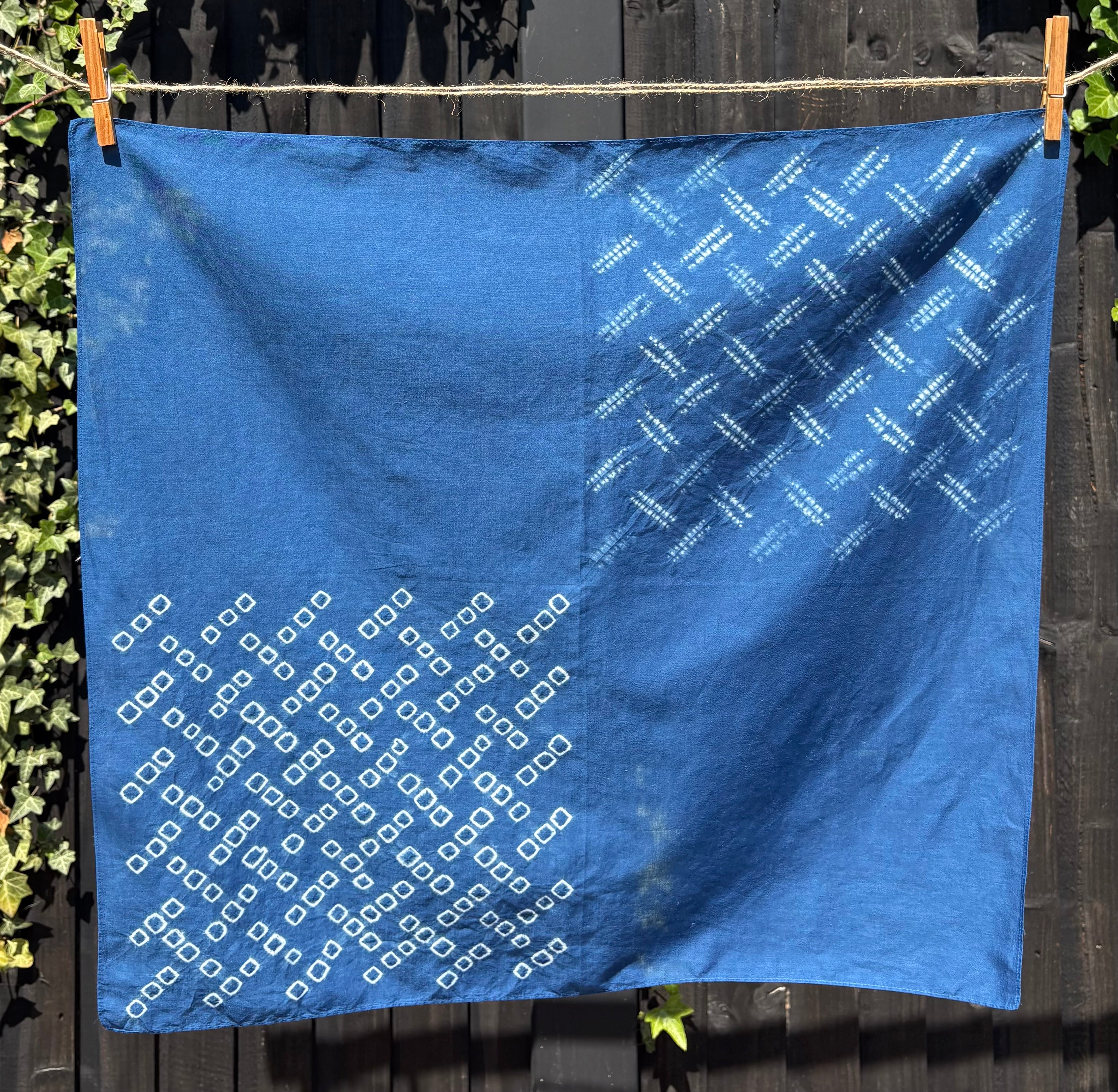 Lawn Cotton Bandana hand shibori dyed with natural organic indigo