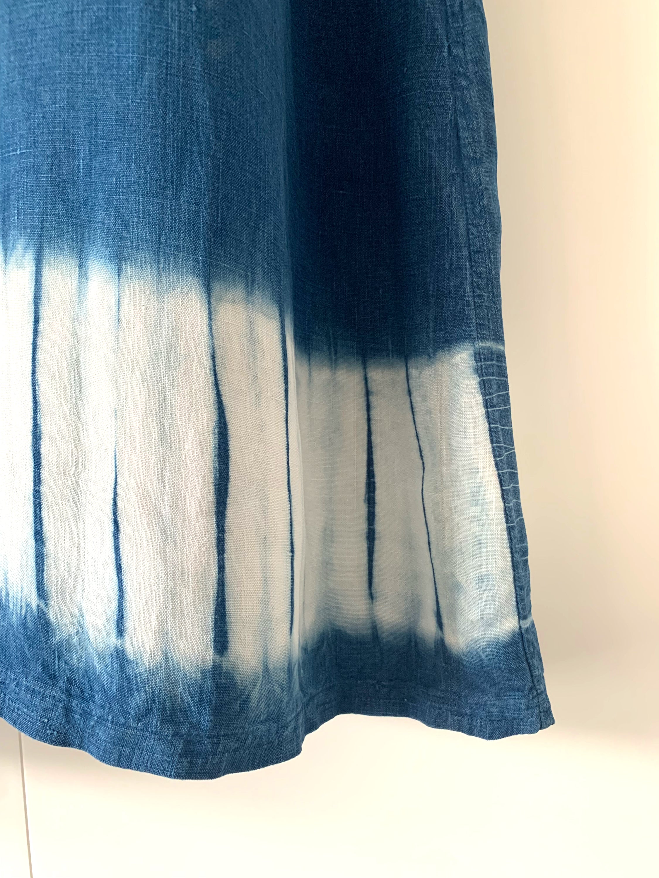 Antique French Tunic hand Shibori dyed with indigo image 2