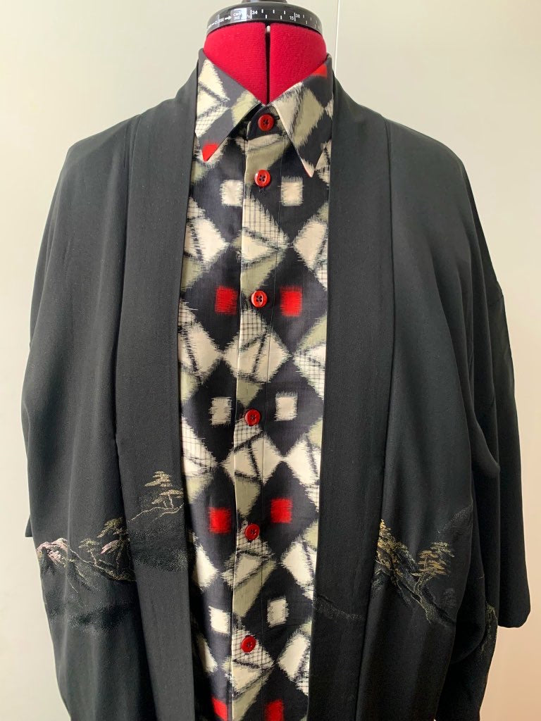 Upcycled Vintage Meisen Kimono Shirt Unisex image 5