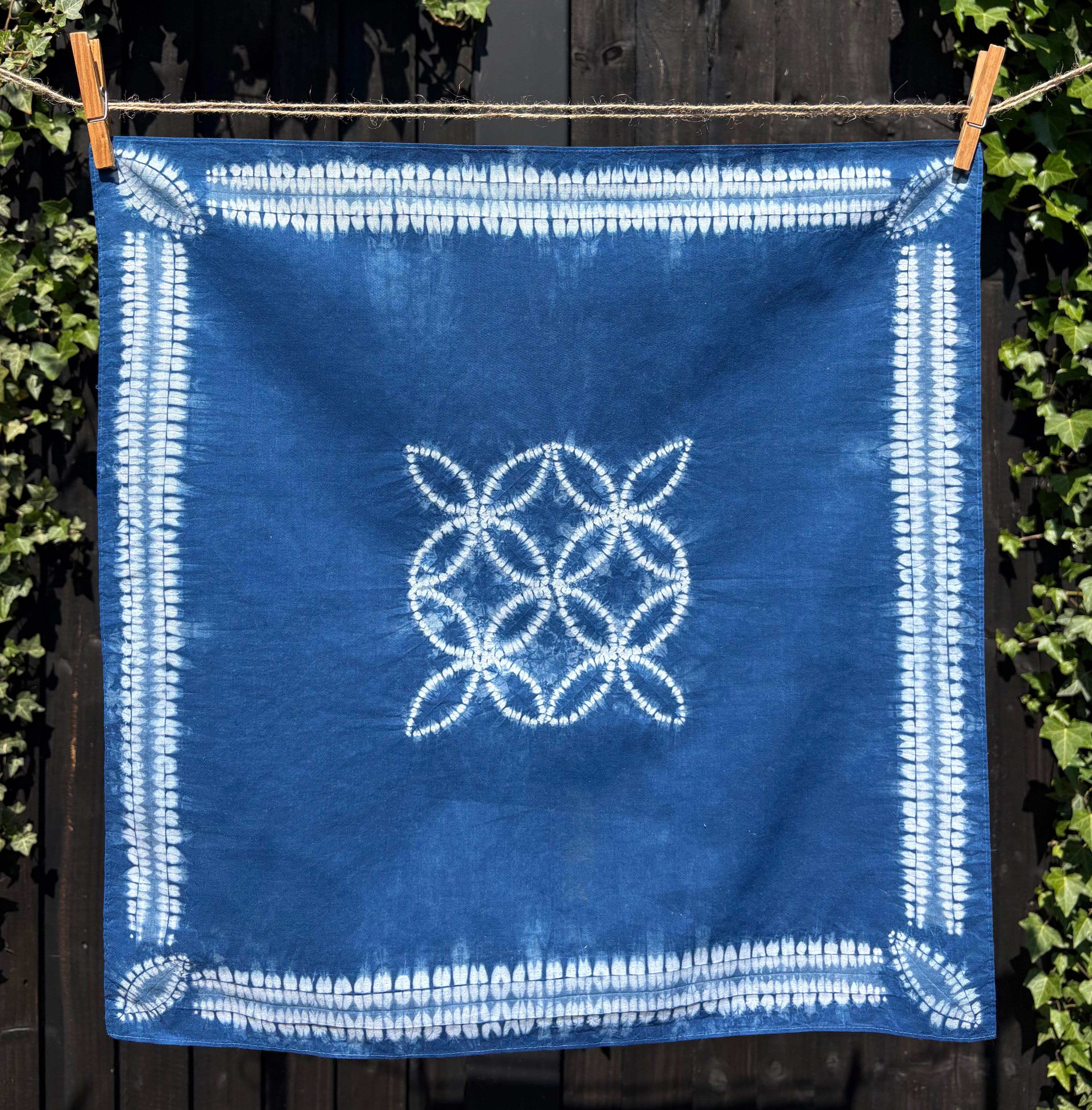 Lawn Cotton Bandana hand shibori dyed with natural organic indigo
