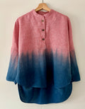 Akafuji 赤富士 - Red dogtooth checked Irish linen pullover dyed with organic indigo