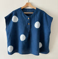 Maru - Irish linen pullover Shibori dyed with indigo