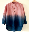 Akafuji - dogtooth checked Irish linen pullover shibori dyed with organic indigo