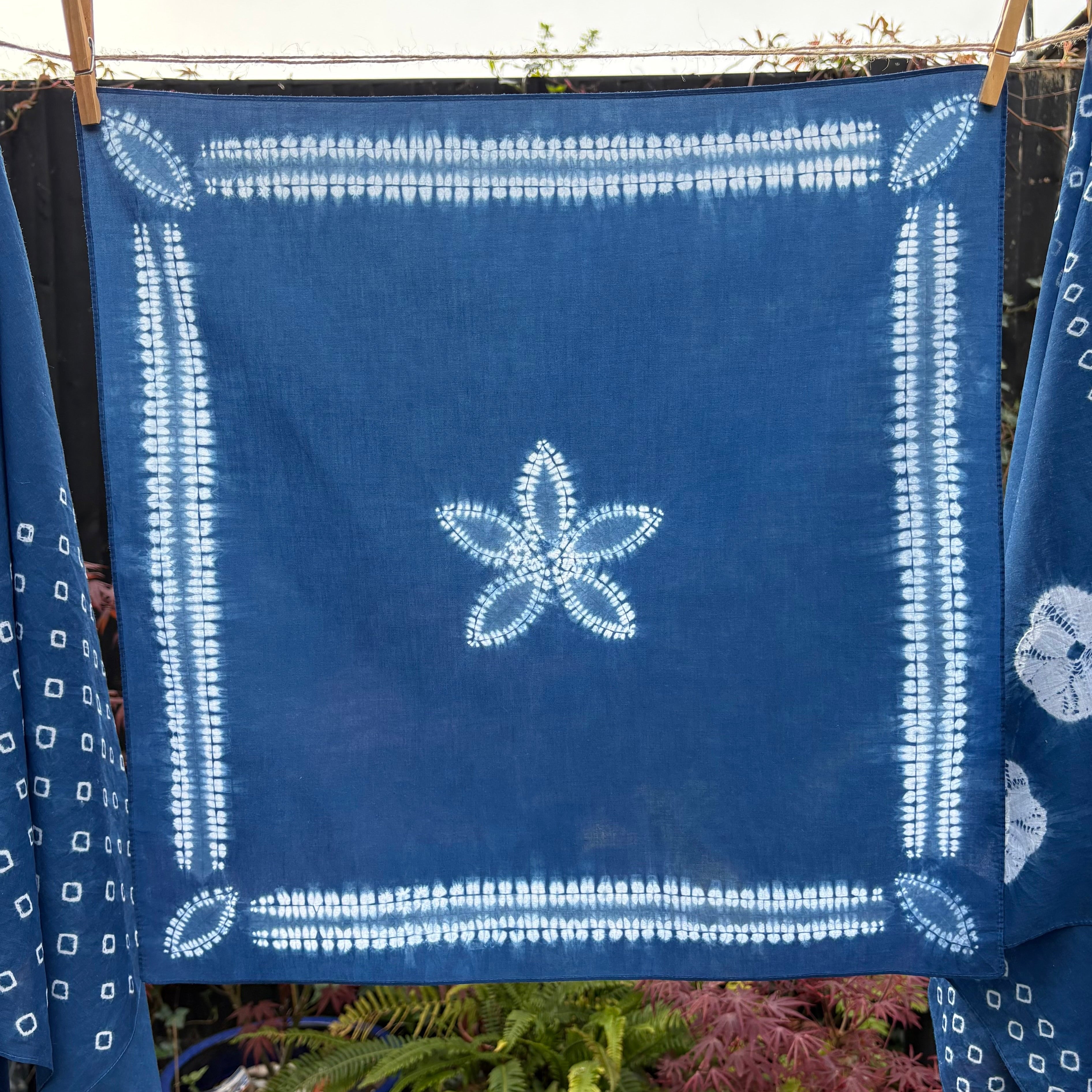 Lawn Cotton Bandana hand shibori dyed with natural organic indigo