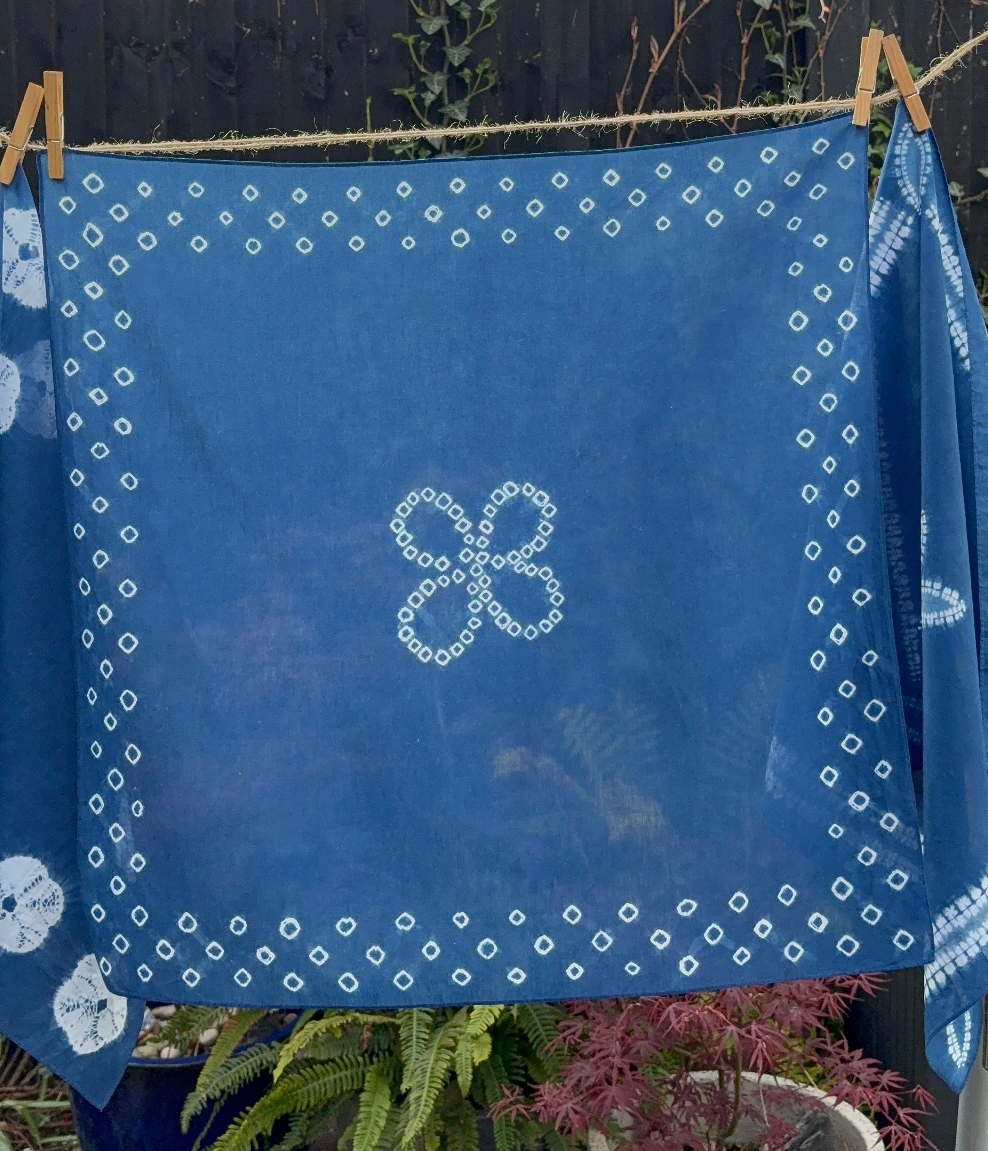 Lawn Cotton Bandana hand shibori dyed with natural organic indigo