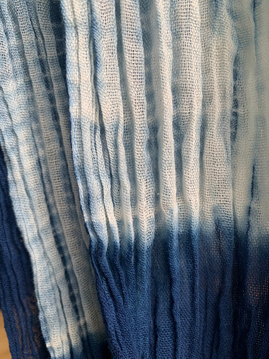 Gauze cotton scarf hand shibori dyed with natural indigo  image 4