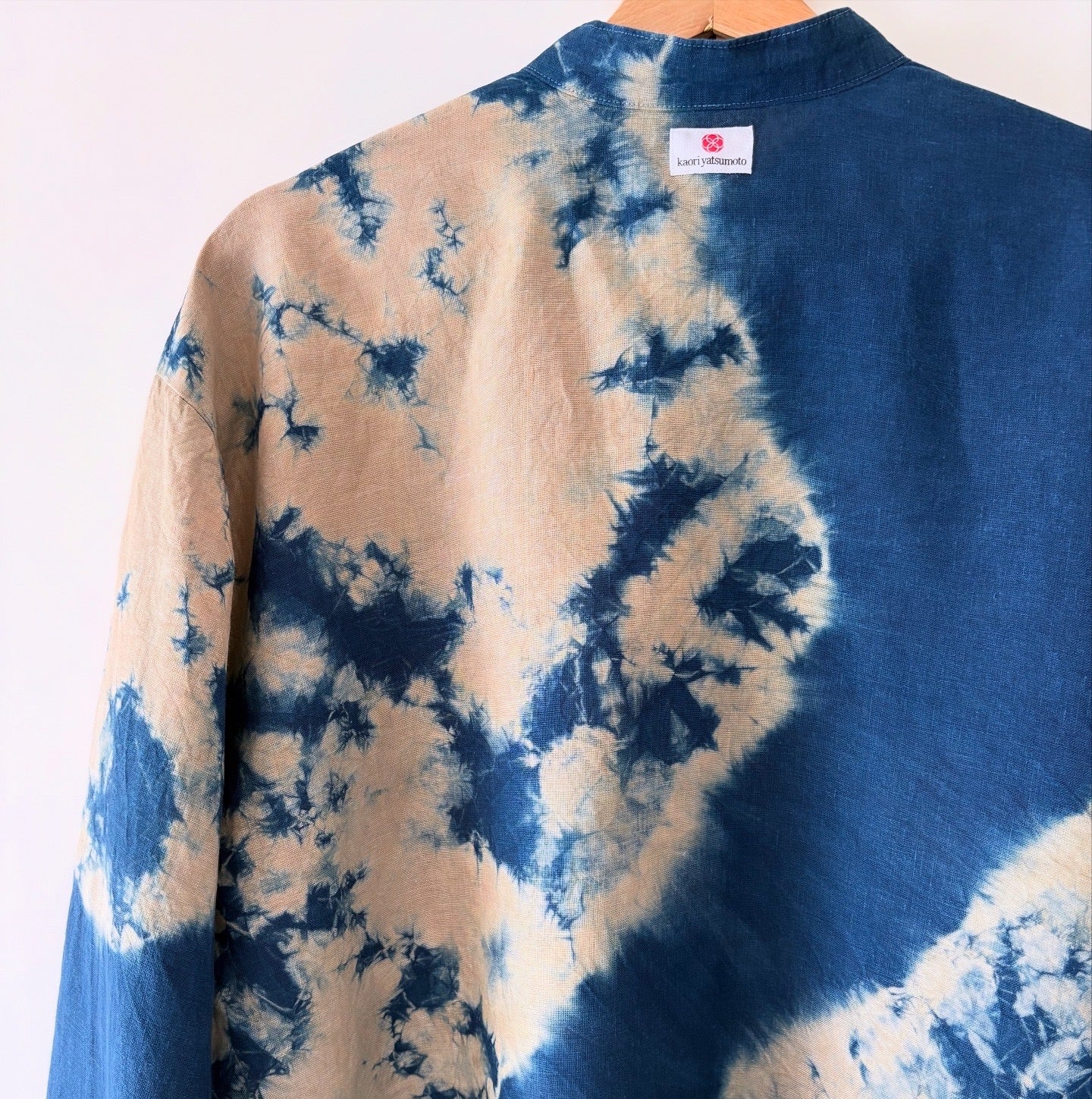 Irish linen long sleeve shirt dyed with natural indigo Men's oversize Large  image 4