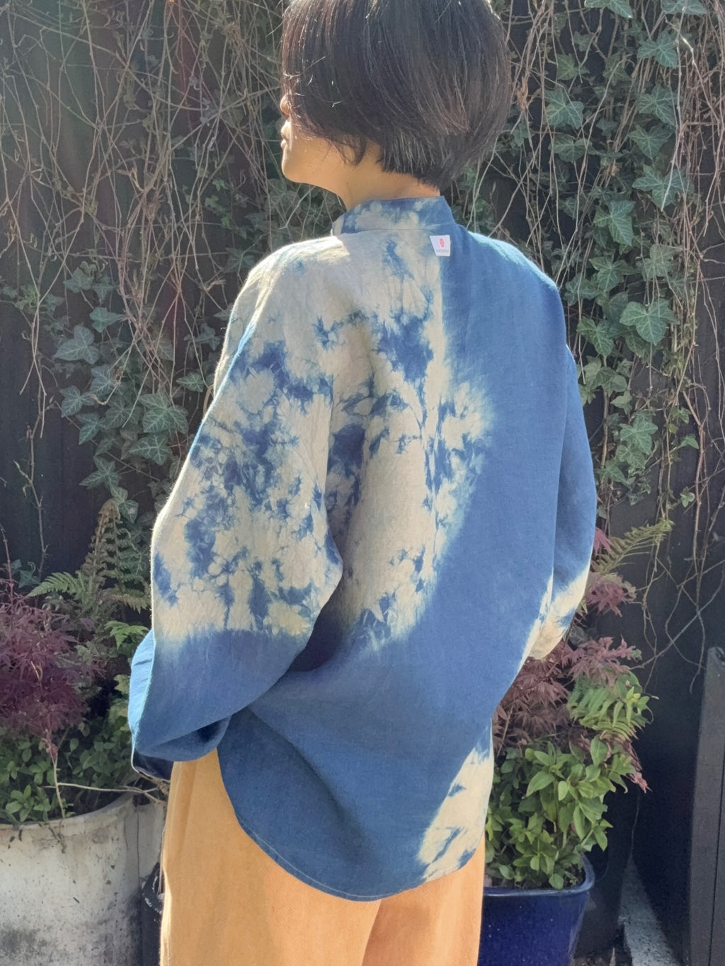 Irish linen long sleeve shirt dyed with natural indigo Men's oversize Large  image 5