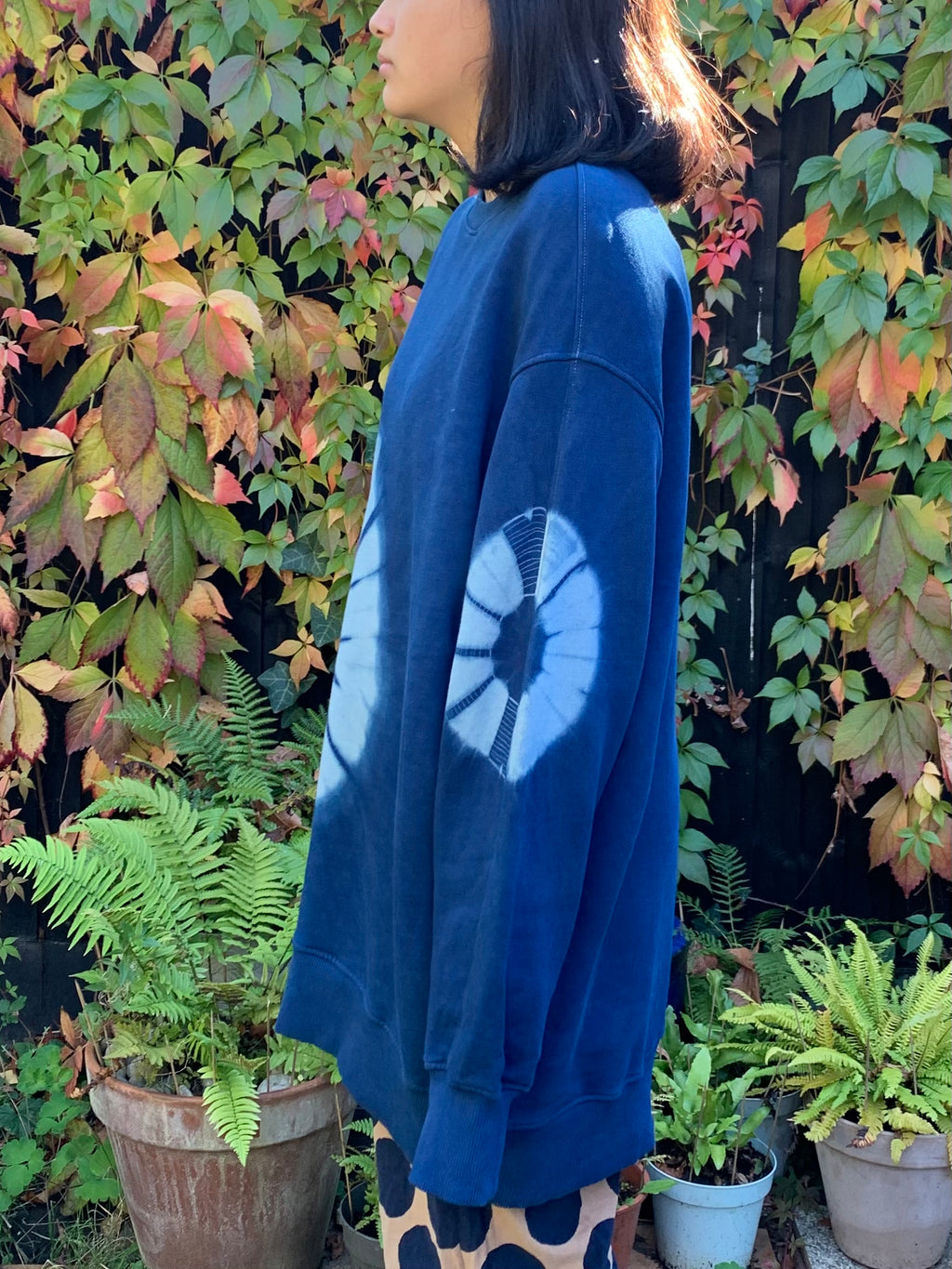 Oversized Organic Cotton Sweatshirt M hand dyed with indigo image 1