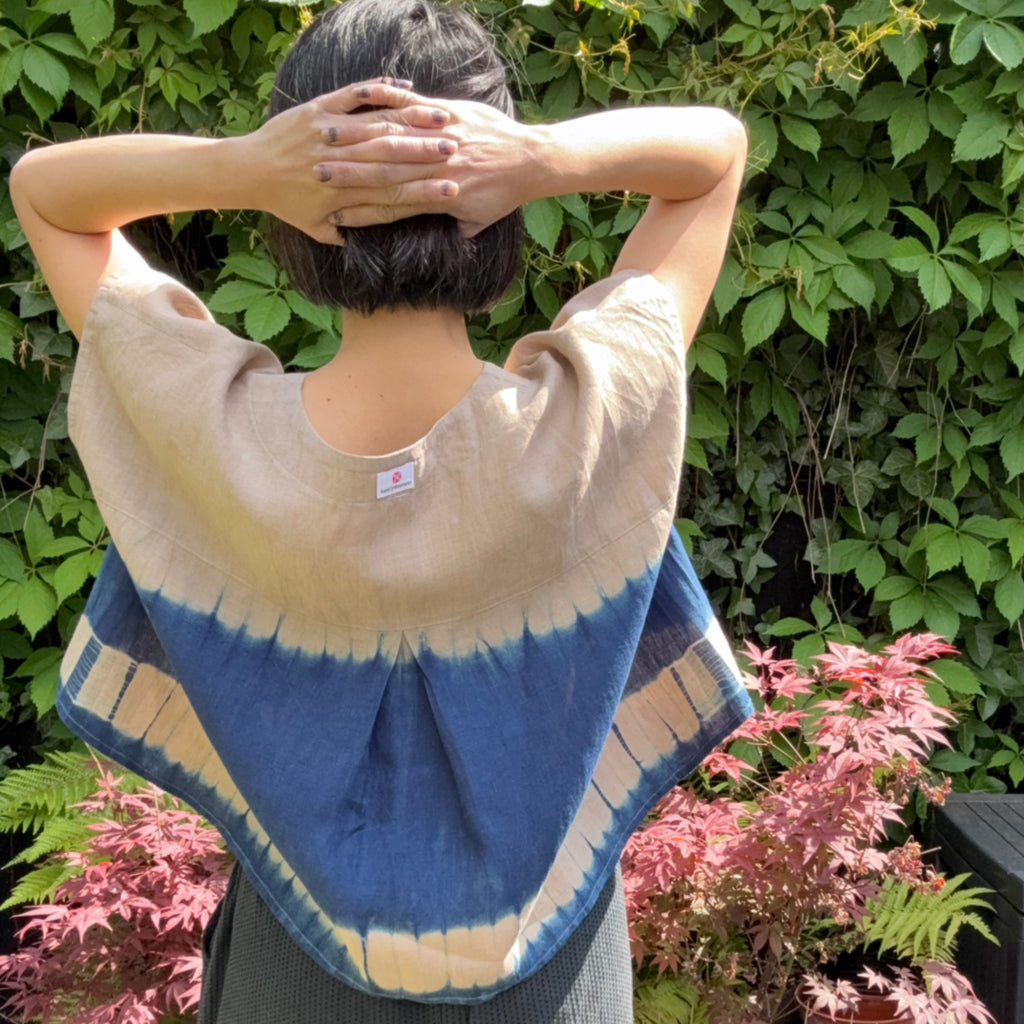 Irish linen pullover shibori dyed with organic indigo image 7