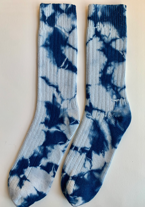 Cotton socks shibori dyed with organic indigo fructose vat 3 sizes  image 1