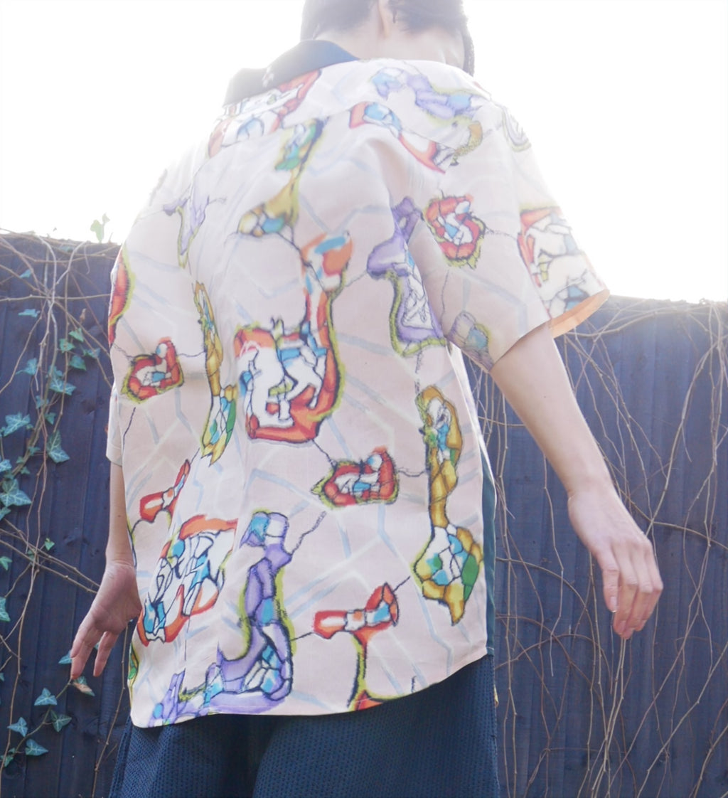 Upcycled Meisen Silk Kimono oversized shirt image 3
