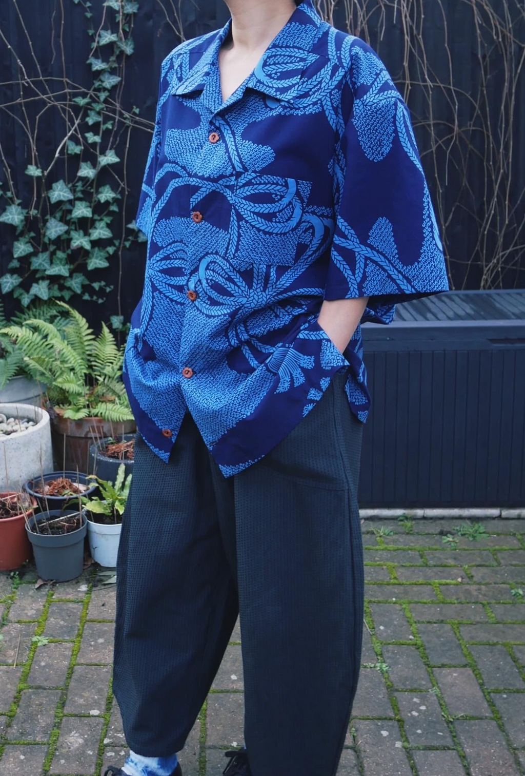 Yukata Cotton Open Collar Shirt image 1