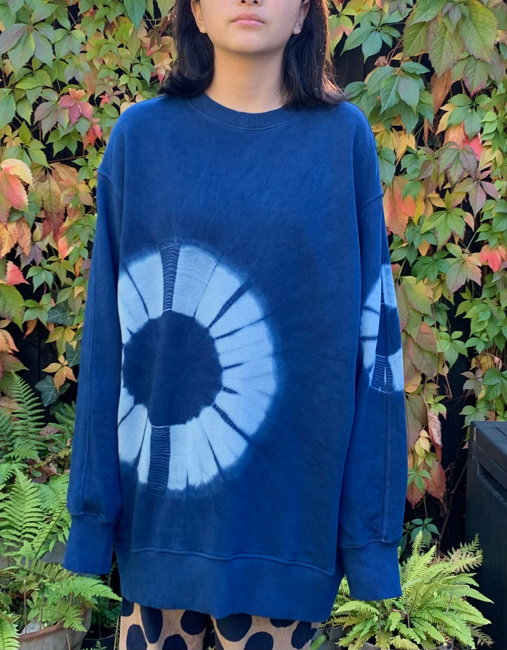 Oversized Organic Cotton Sweatshirt M hand dyed with indigo image 0