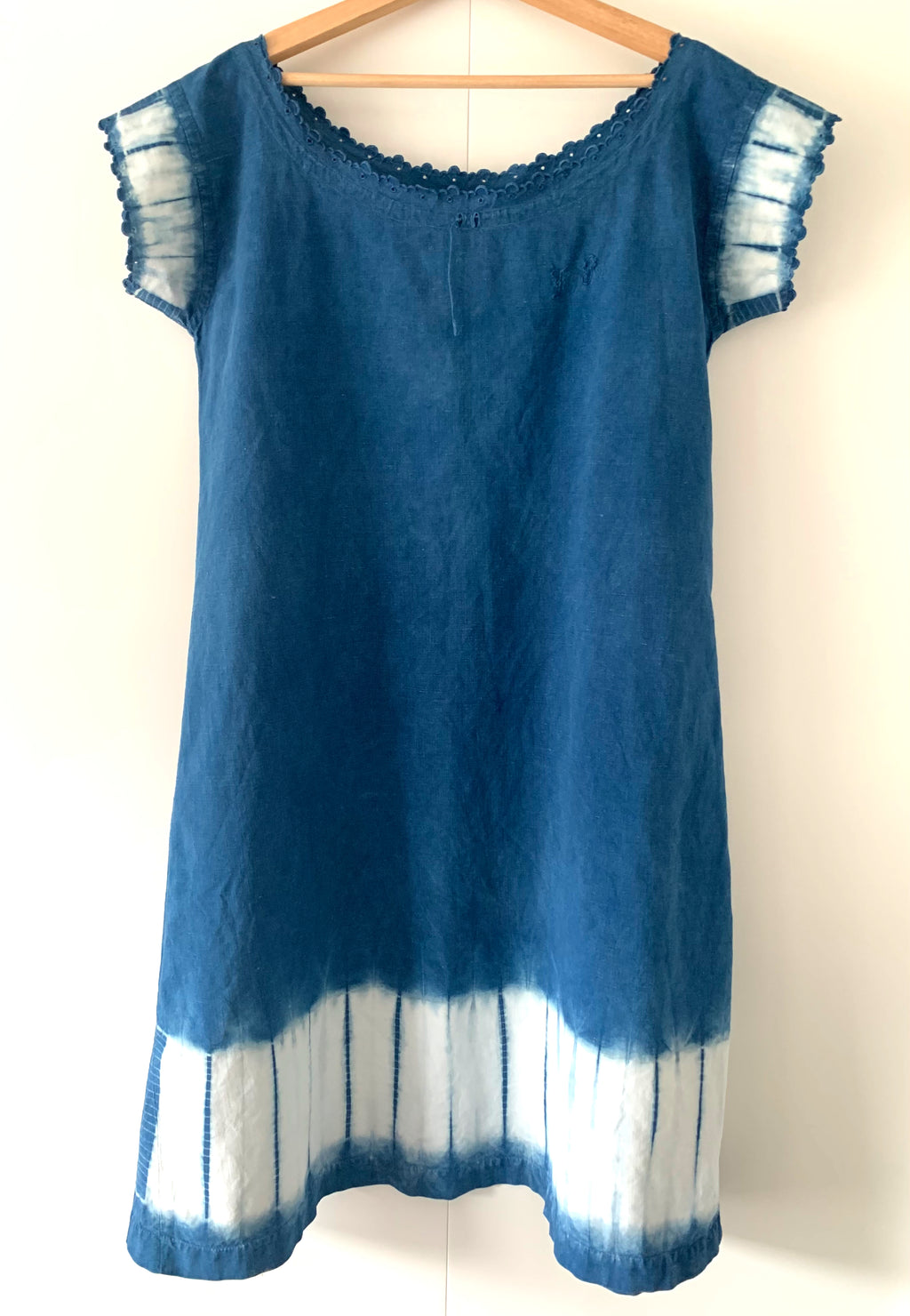 Antique French Tunic hand Shibori dyed with indigo image 0