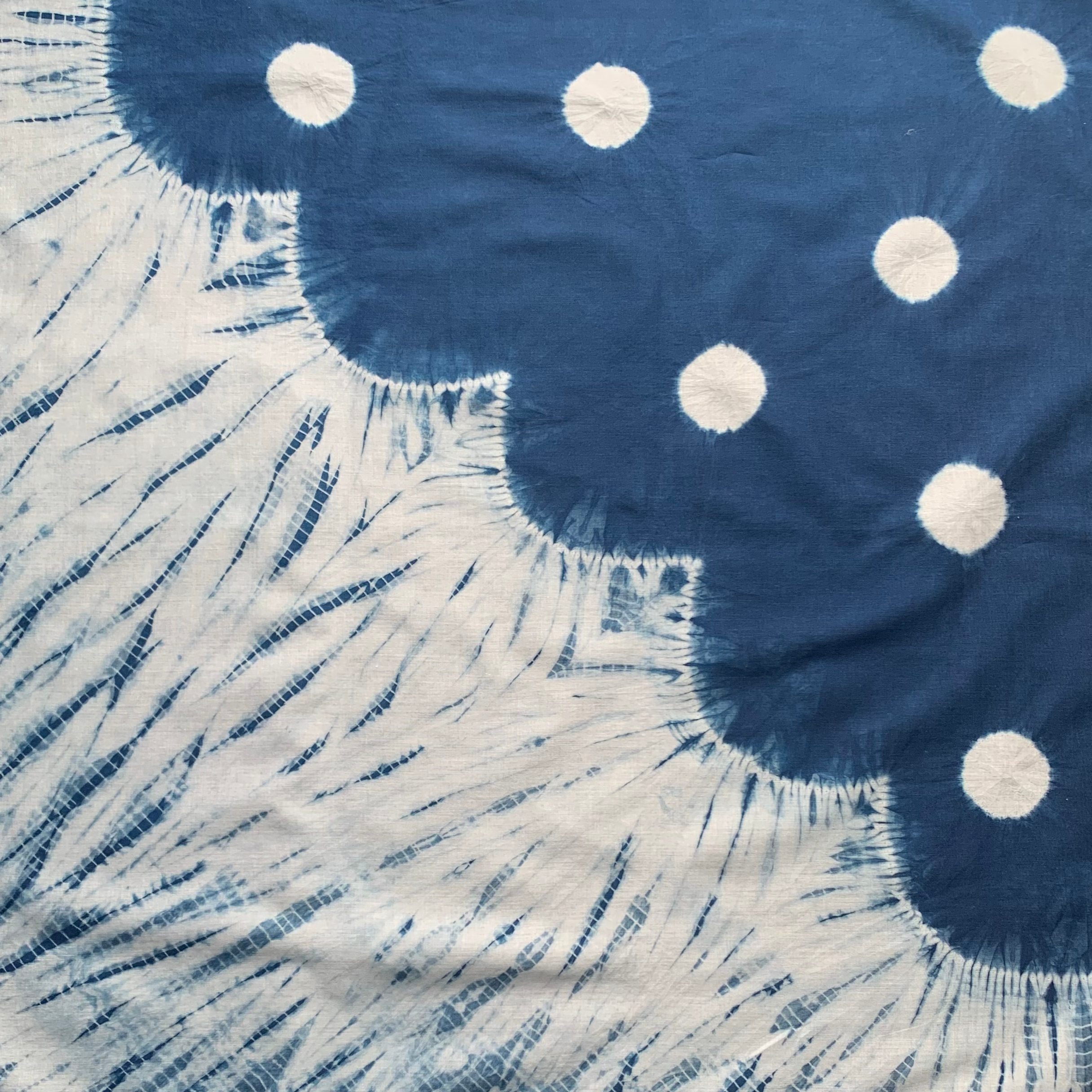 Lawn Cotton Bandana hand shibori dyed with natural indigo - Large image 1