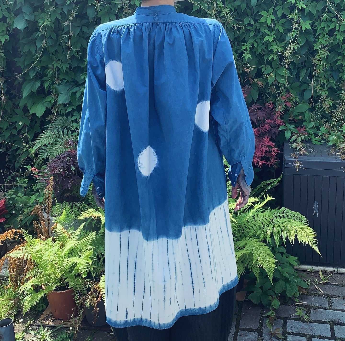 Antique French Smock hand Shibori dyed with indigo image 1