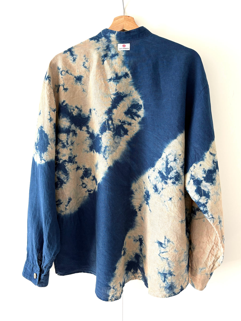 Irish linen long sleeve shirt dyed with natural indigo Men's oversize Large  image 2