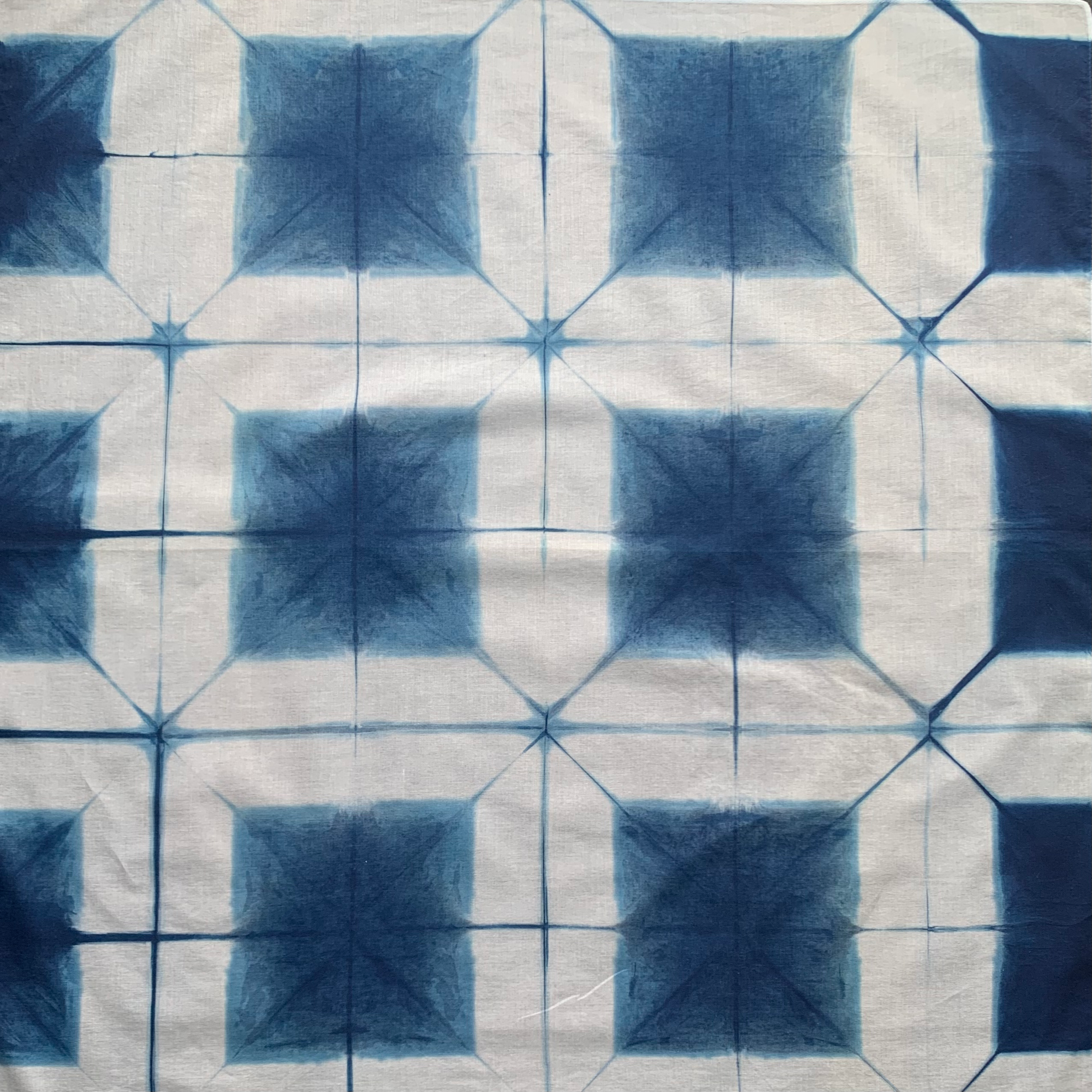 Lawn Cotton Bandana hand shibori dyed with natural indigo - Large image 5