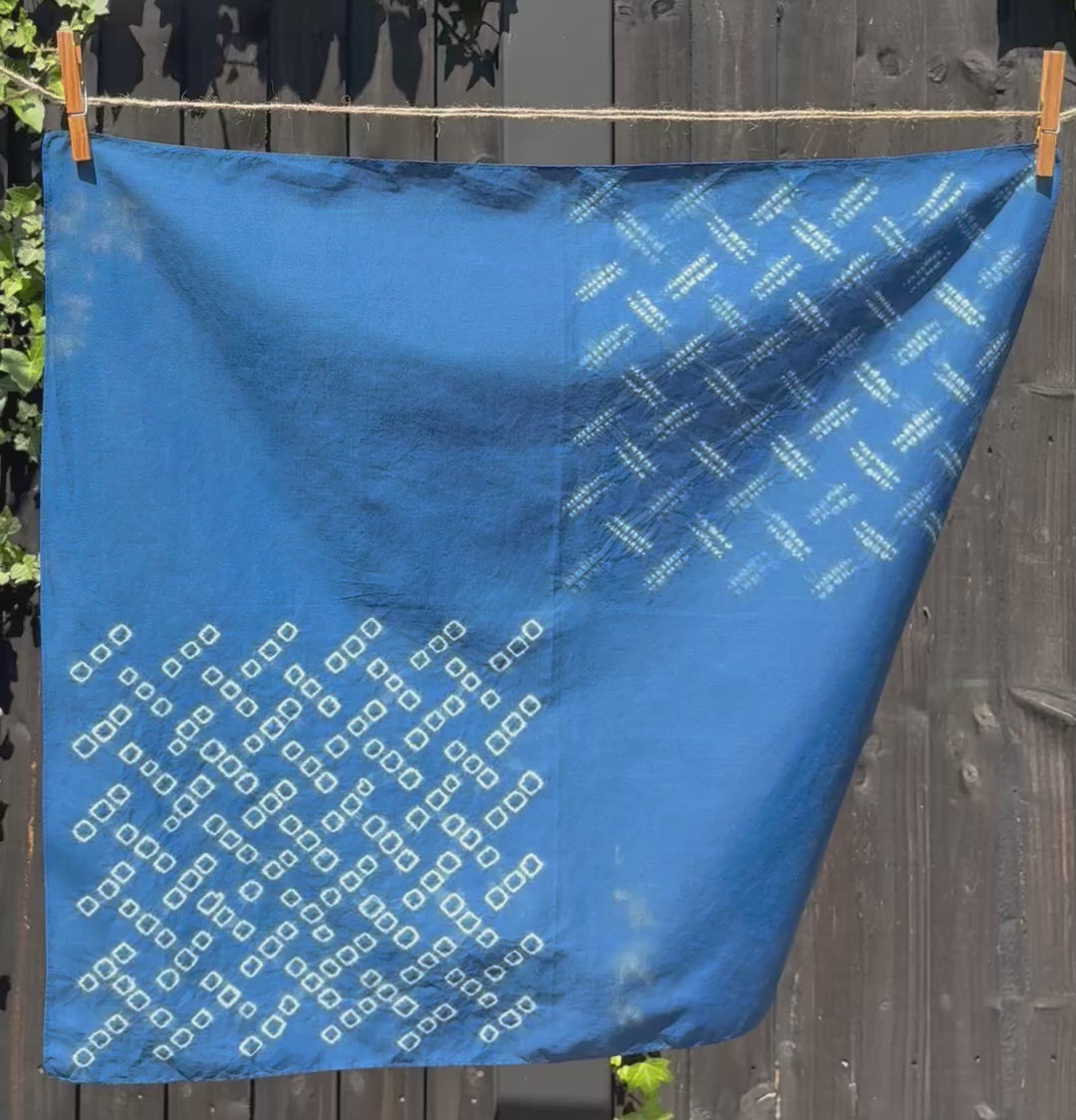 Lawn Cotton Bandana hand shibori dyed with natural organic indigo